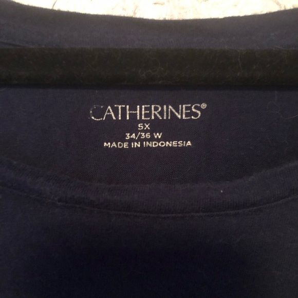 EUC Vintage Catherine’s Sunflower 3/4 Sleeve Navy Tunic, plus Size 5X - Picture 2 of 3